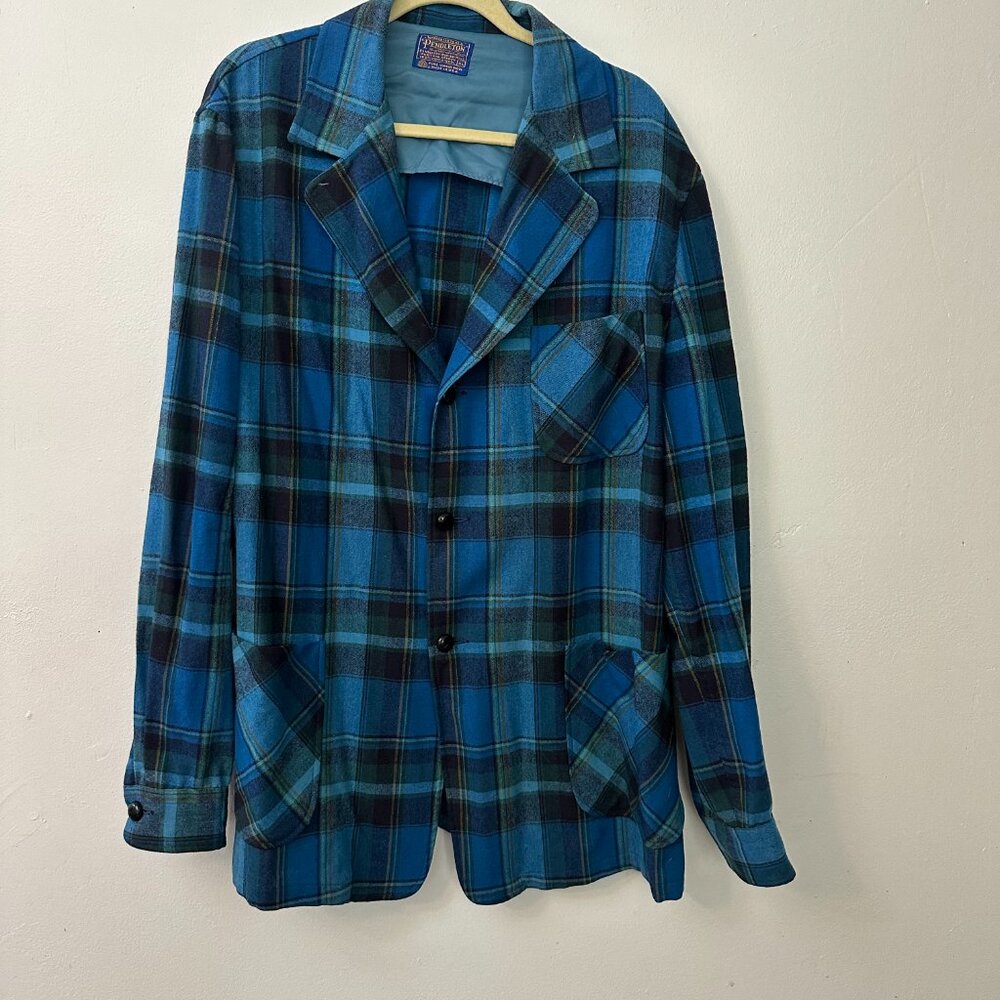 Vintage Pendleton Wool Plaid Flannel Shirt Jacket.